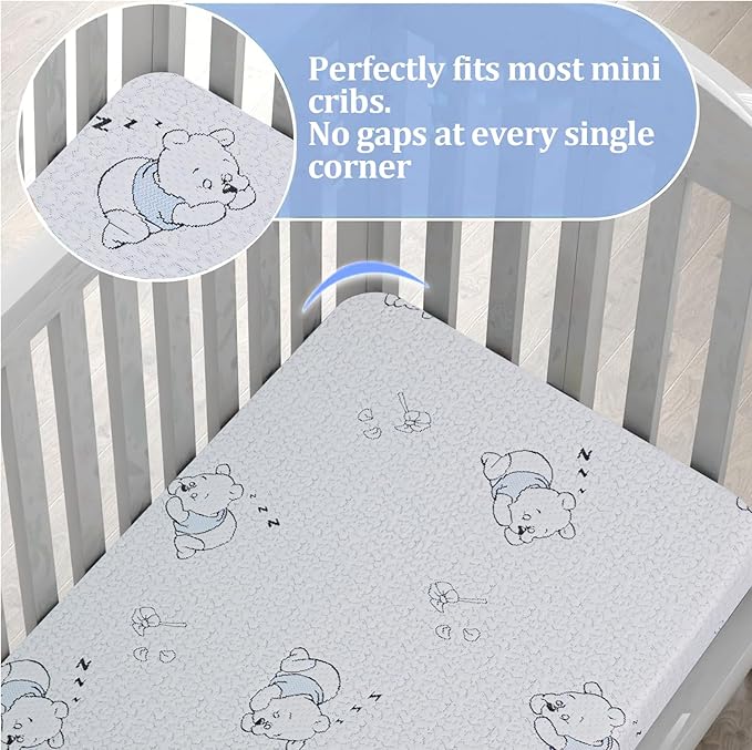 Pack and Play Mattress Pad, 38" x 26" Breathable Gel Memory Foam Pack N Play Mattresses with Ultra-Soft Jacquard Cover, Portable Dual-Sided Baby Mattress for Pack n Play, Machine Washable