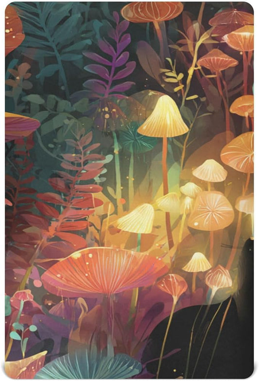 Orange Cat Mushroom Forest Crib Sheets Standard Crib Toddler Mattresses Cover Fitted Baby Bed Sheet Breathable Crib Mattress Sheet for Girls Boys 39''x27''x9''