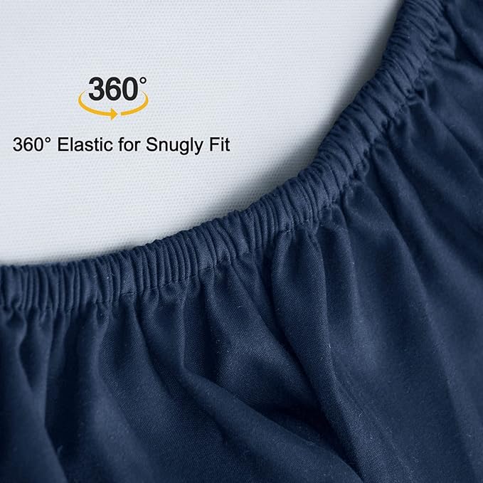 david's kids Waterproof Crib Sheets Fitted 2 Pack, Ultra Soft Breathable Crib Mattress Protector for Boys Girls Neutral, Fit Standard Crib Mattress and Toddler Mattresses, Navy Blue & Highclass Grey