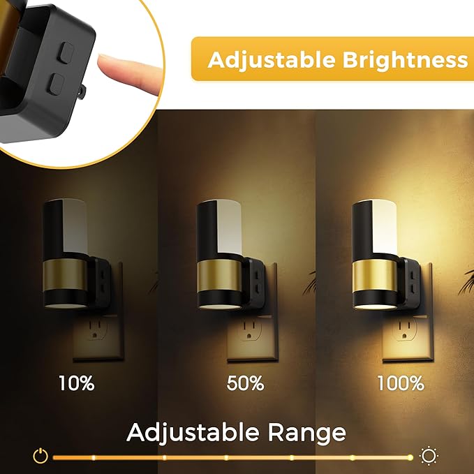 L LOHAS LED Night Lights Plug into Wall, 2 Pack, Plug in Night Light, Soft White/Cool White/Amber, Dimmable Backlit Nightlight with Light Sensor, 180° Rotatable Nightlights Plug in Wall for Hallway