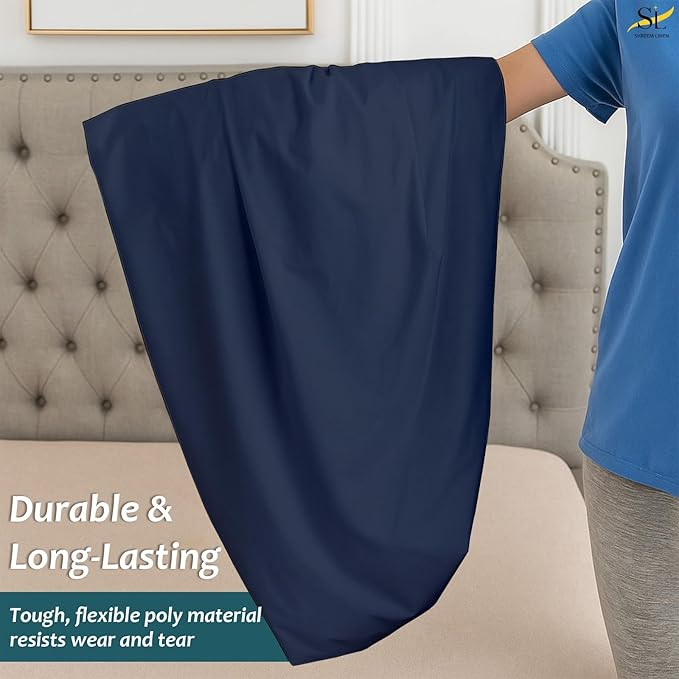 Plastic Hospital Bed Mattress Protector Fitted Sheet Style 36x80 - Waterproof Vinyl Mattress Cover, Breathable, Bed Wetting & Spill Protection, Fits Mattresses up to 9" Deep (Navy Blue)