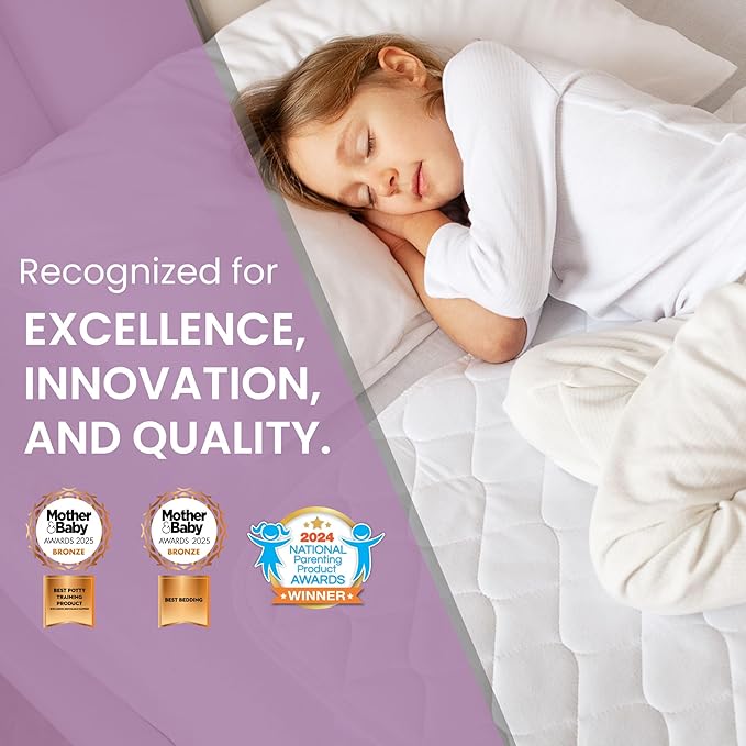 Lynmark® 2X Toddler Potty Training Bed Pads - Soft Waterproof Bedwetting Pee Protector Mat for Kids - Multi-Layer Non-Slip Washable Incontinence Mattress Sheet Absorbs Up to 2000ml - 33" x 27", White