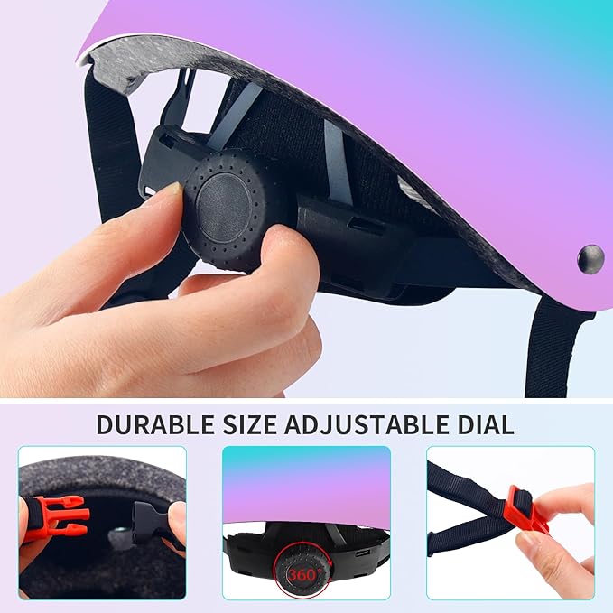 Adjustable Gradient Color Kids/Toddler Bike Helmet for 1-2-3-5-8-14 Years Boys Girls,Skateboard Helmet with Knee and Elbow Pads Wrist Guard Roller Skates,Cycling,Skating Scooter Longboard