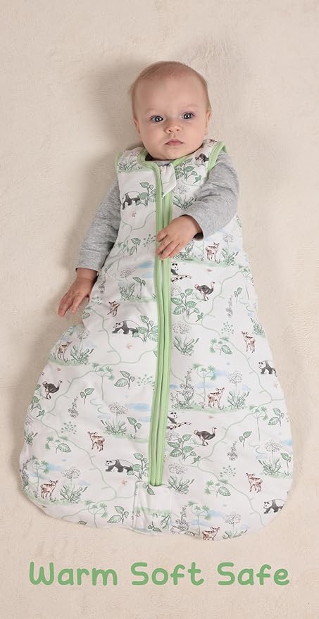 Baby Sleeping Bag 2.5 TOG Cotton Winter Sleep Sack for Newborn babies, Unisex Baby Wearable Blanket with Animal Patterns, Panda, L