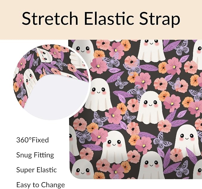 Halloween Spooky Boho Floral Baby Crib Sheets Cute Spooky Retro Flowers Autumn Soft Baby Sheets Fall Holiday Fitted Crib Mattress Cover for Standard Crib Mattress 52"x28"