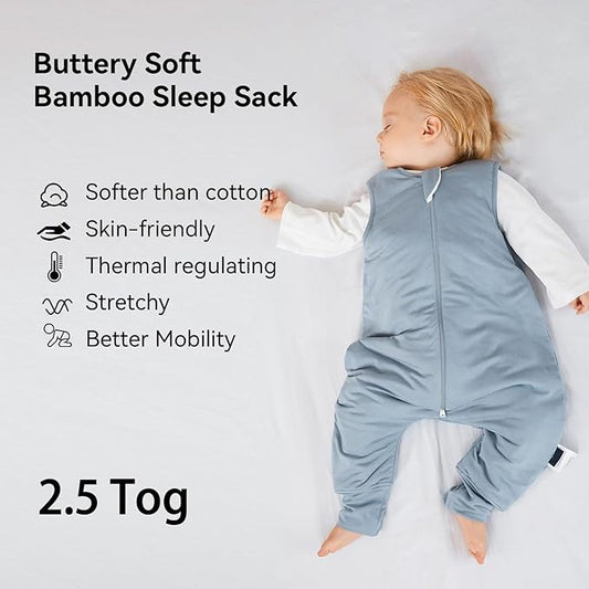 BubblePanda Rayon Made From Bamboo Toddler Sleep Sack with Feet 12-24 Months 2.5 Tog Winter Ultra Soft Warm Baby Sleep Bag Walker 1t-2t Quilted Thick Wearable Blanket with Legs 2-Way Zipper