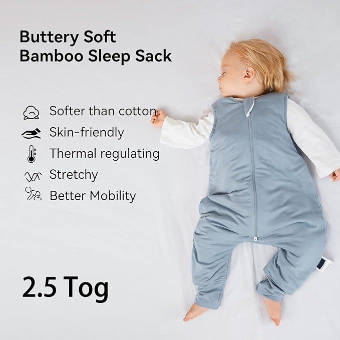 BubblePanda Rayon Made From Bamboo Toddler Sleep Sack with Feet 3t-4t Months 2.5 Tog Winter Ultra Soft Warm Baby Sleep Bag Walker Quilted Thick Wearable Blanket with Legs 2-Way Zipper