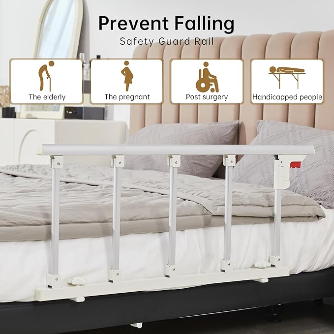 ELENKER Bed Rails for Elderly Adults, Folding Bed Assist Seniors Safety Bed Guard Rail Handle to Prevent Falling Out of Bed, 48.6"x16.3"