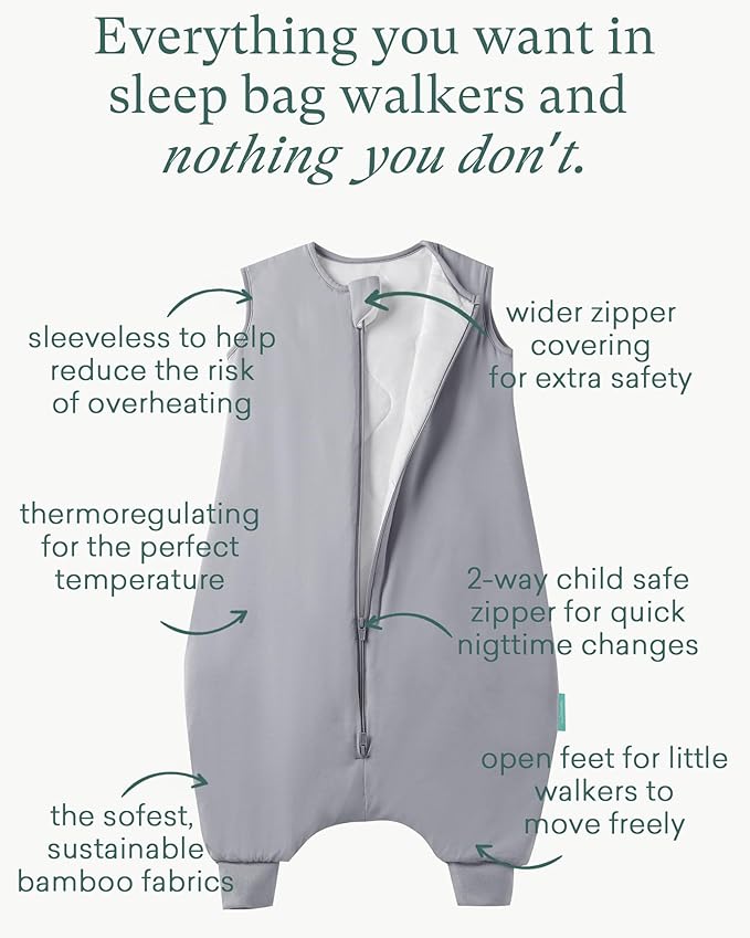 PurComfy Supersoft Toddler Sleep Sack with Feet 1.0 TOG Premium Bamboo Viscose Sleep Bag Walker with Legs 12-18-24-2t-4t-5t