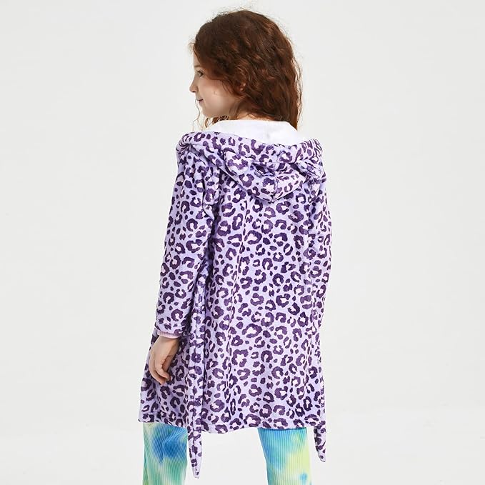 CHILDRENSTAR Girls Robe Kids Cat Bathrobes Plush Soft Fleece Pajamas Sleepwear