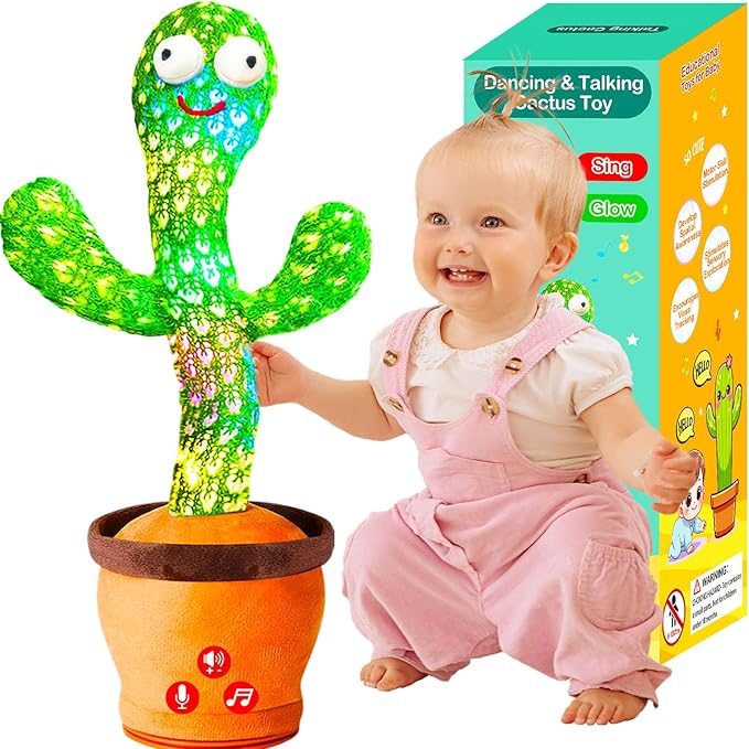 Baby Toys Interactive, Dancing Talking Cactus Toy Volume Adjustable, Mimicking Singing Repeating, Kids Toddler Infant Baby Toys Gifts for Boys Girls, Xmas Gifts for Grandkids, Baby Stocking Stuffers