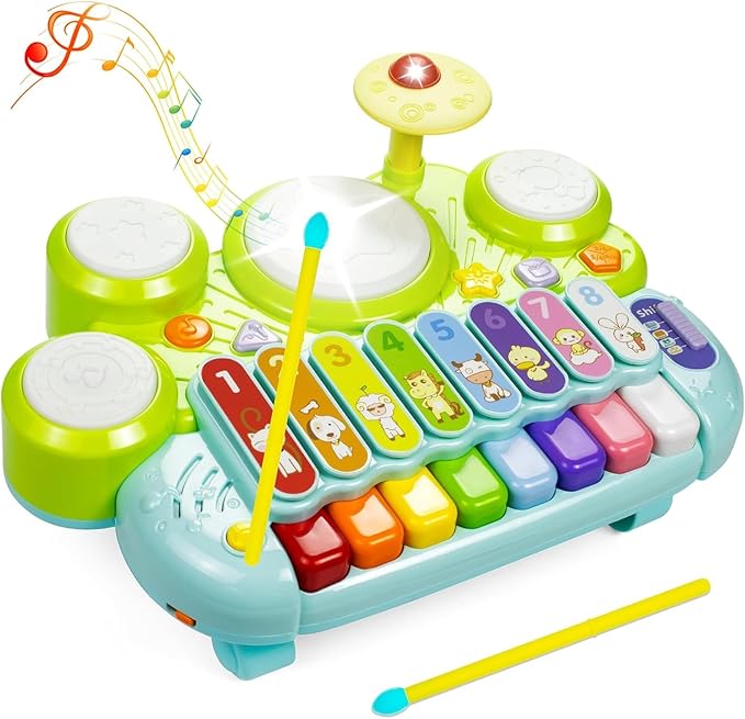 Marstone Toys for 1 Year Old Boy and Girl Gifts: Baby Musical Toys for Toddler 1-3, Piano Drum Set for Baby 6-12, 12-18 Months, Educational Learning Birthday Gift for Kids Age 0-2