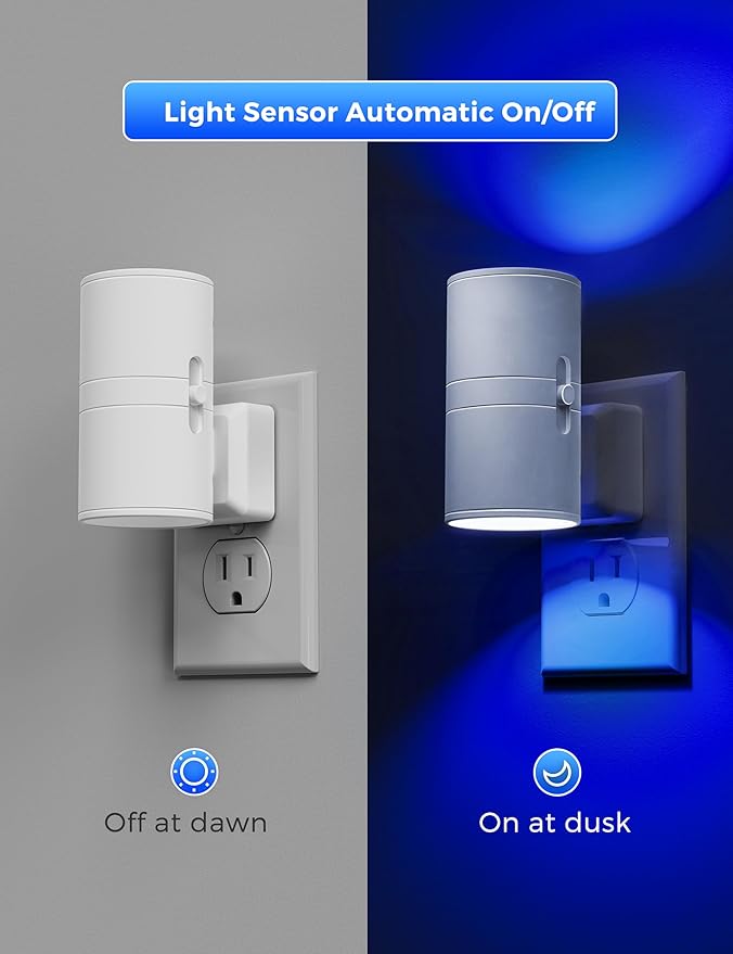 L LOHAS LED Night Light, 2 Pack Bluey Night Light, Plug into Wall, Dimmable, Sensor, Calm Blue Light for Bedroom, Bathroom, Hallway