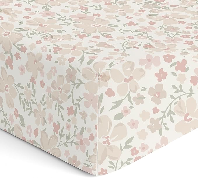 Makemake Organics GOTS Certified Organic Cotton Fitted Crib Sheet Soft Breathable (28"x52", Blossom)