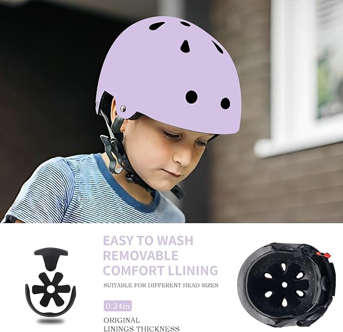Adjustable Gradient Color Kids/Toddler Bike Helmet for 1-2-3-5-8-14 Years Boys Girls,Skateboard Helmet with Knee and Elbow Pads Wrist Guard Roller Skates,Cycling,Skating Scooter Longboard