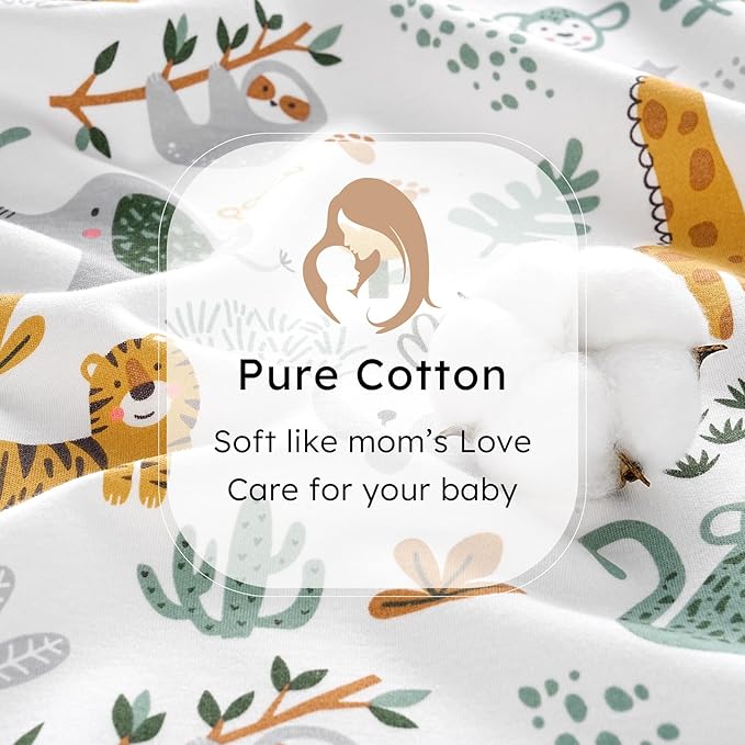 Baby Sleep Sack 0-6 months, 100% Cotton Sleeping Sack for Newborn and Infant, 3 Pack Baby Wearable Blanket for Boy and Girl, 0.5 Tog Lightweight Double Zipper Sleep Bag Green Brown Giraffe