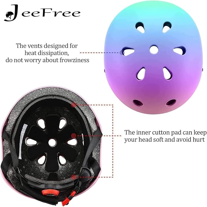 Adjustable Color Gradient Toddler Kids Bike Helmet for 3-5-8-14+Ages Girls Boys.Skateboard Bicycle Toddler Helmet 2-4 Years for Multi-Sports Cycling Scooter Inline Roller Skates Rollerblading