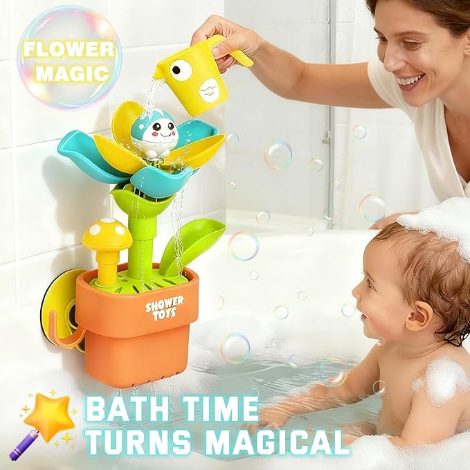 Magic Growing Bath Toy for Toddlers 1-3 | Interactive Watering Can with Blooming Flowers & Rising Mushrooms | Fun Sensory Bathtub Game for Kids 18M+ | Ideal Gift for Christmas & Birthdays