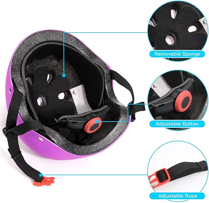 Adjustable Helmet for Ages 5-16 Kids Toddler Boys Girls Youth,Protective Gear with Elbow Knee Wrist Pads for Multi-Sports Skateboarding Bike Riding Scooter Inline skatings Longboard Roller Skate