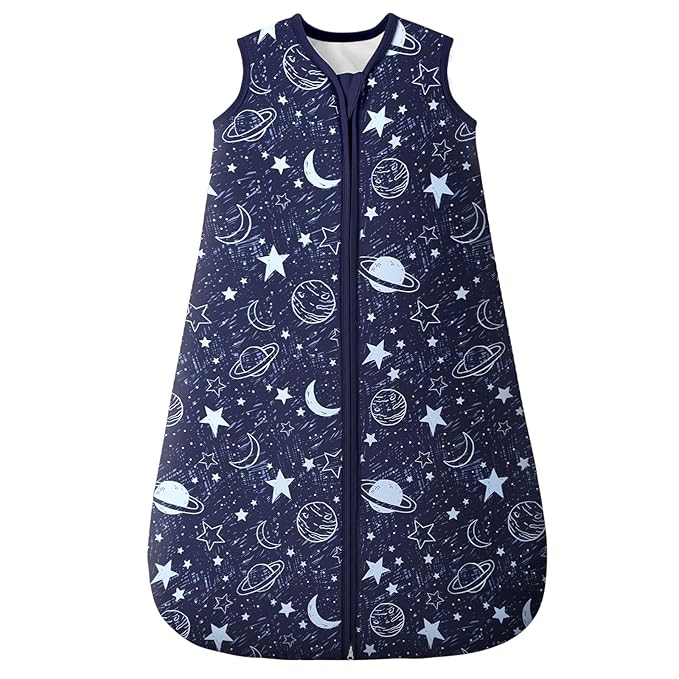 Baby Sleep Sack 18-24 Months TOG 2.5 Winter Baby Wearable Blanket, 100% Cotton Toddler Sleeping Sack with 2-Way Zipper Warm Soft Blue Planet