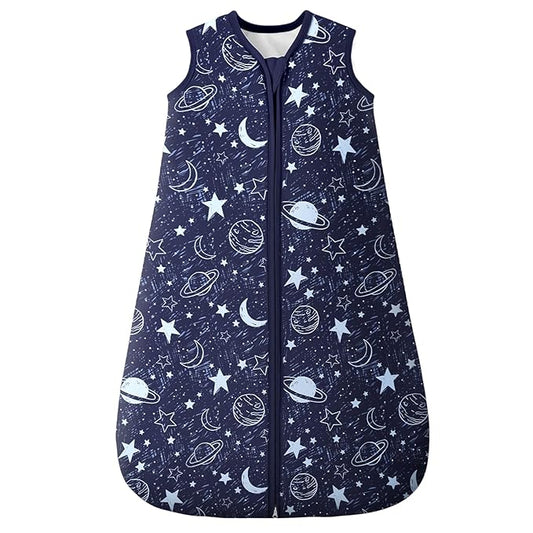 Baby Sleep Sack 18-24 Months TOG 2.5 Winter Baby Wearable Blanket, 100% Cotton Toddler Sleeping Sack with 2-Way Zipper Warm Soft Blue Planet