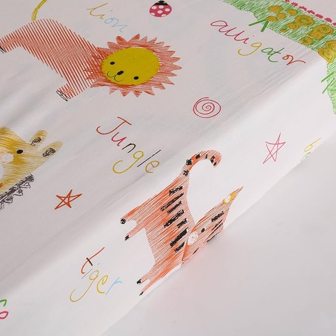Safari Crib Sheet - Soft Fitted Crib Sheet Baby Sheet for Standard Crib and Toddler mattresses Nursery Sheet for Boys and Girls 1 Pack Animal Jungle Toddler Sheet - by UOMNY
