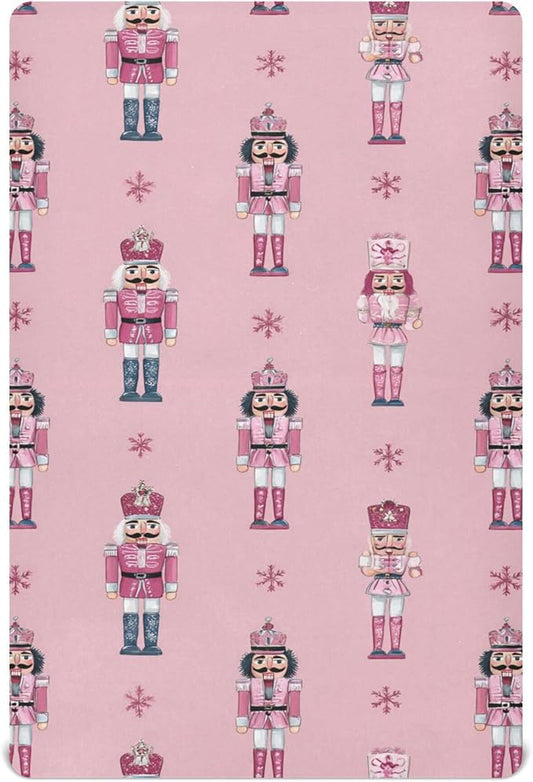 Christmas Nutcrackers Pinks Crib Sheets Soft Breathable Fitted Baby Crib Sheets Mattress Cover for Girls Boys52 x 28" x 9"