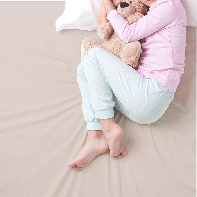 MakeMake Organics Organic Twin Fitted Sheet Set GOTS Certified Organic Cotton Fitted Sheet with 1 Pillowcase Ultra Soft Non Toxic Breathable Hypoallergenic (40"X76", Taupe)