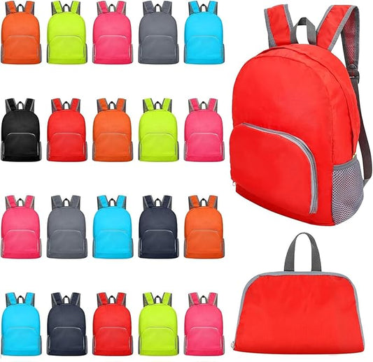 Ayearparty 24 Pcs 17 Inch Backpack in Bulk Foldable Classic Back Packs Colorful Book Bags Assorted Colors Lightweight Bookbags for Outdoor Travel Student School Supply 8 Colors