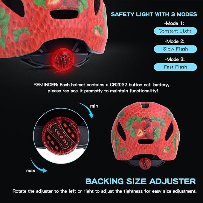 Kids Bike Helmet, OnBros Kid Bicycle Helmet for Girls and Boys with Light Lightweight Kids Helmets Certified Toddler Helmets for Kids 3-5-8-10 Age (46-50-55 cm)