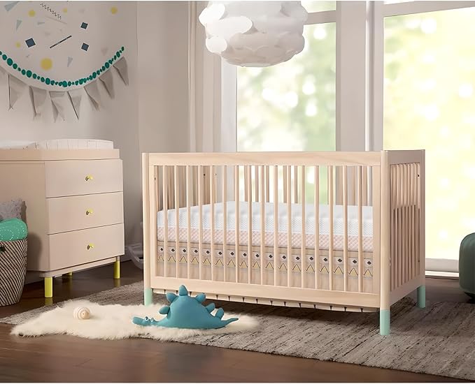 Crib Mattress, Dual Sided Comfort Memory Foam Toddler Bed Mattress, Triple-Layer Breathable Premium Baby Mattress for Infant and Toddler w/Removable Outer Cover - White&Pink