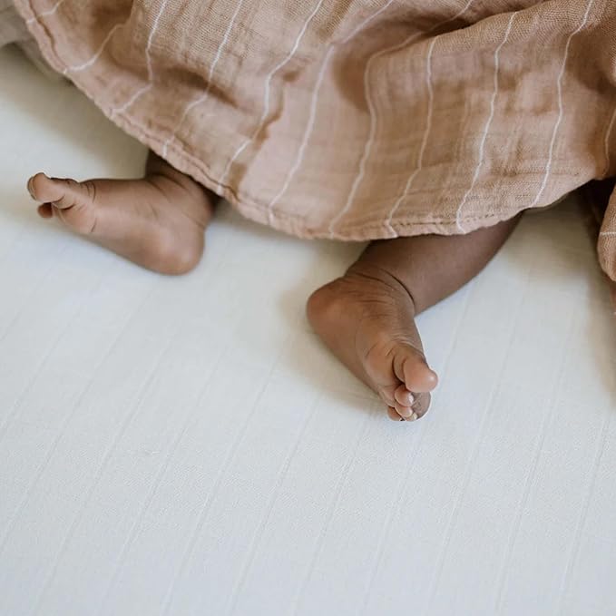 Little Unicorn 100% Natural Organic Cotton Muslin Crib Sheets | Breathable, Naturally Soft Fabric (White)