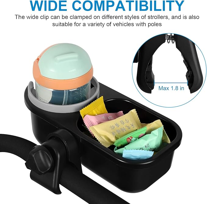 Accmor Stroller Cup Holder with Tray, Universal Cup Holder Tray for Uppababy Nuna Doona Strollers, Bottle Drinks Holder for Stroller, Wheelchair, Walker