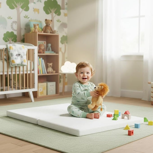 Pack and Play Mattress 38"x26", Waterproof Portable Crib Pack N Play Mattresses with Washable Cover and Travel Bag, Breathable Soft Foam Playpen Mattress for Baby Toddler
