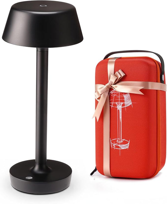 Light Worthy Cordless Rechargeable Table Lamp with Power Charger,Portable LED Desk Lamp,5000mAh Battery Operated,2700K-5700K Tunable,Stepless Dimming for Bedroom Bedside Outdoor Camping Light,Black