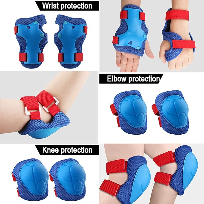 Kids Protective Gear Set Knee Pads for Kids 3-14 Years Toddler Knee and Elbow Pads with Wrist Guards 3 in 1 for Skating Cycling Bike Rollerblading Scooter