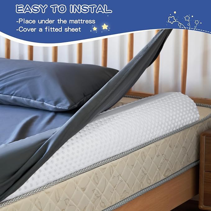 Bed Bumpers for Toddlers Foam Bed Rail for Toddlers 1 Pack Bed Rails Bumper for Queen, King, Twin, Full-Size Bed with Non-Slip Machine Washable Cover