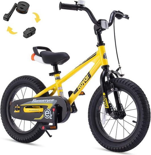 RoyalBaby Kids Bike Freestyle Classic & EZ Balance Pedal Switchable Bicycle, 12 14 16 18 Inch, 3-10 Years Toddler to Big Kids