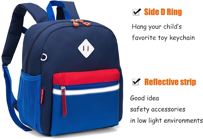HawLander Little Kids Backpack for Boys or Girls, Toddler School Bag Fits 3 to 6 years old, Dark Blue, 12 Inch
