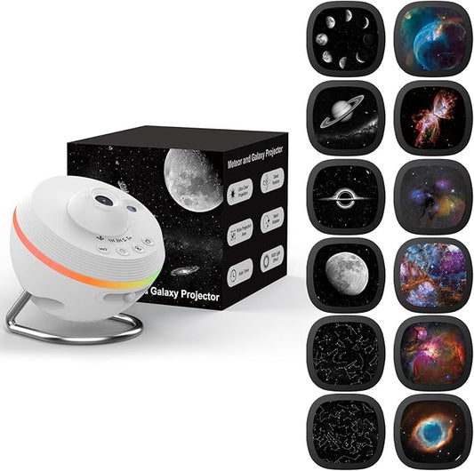 Ainael Galaxy Projector, Star Projectors Home Planetarium Space Ceiling Starry Sky Night Light with Light Strip, Meteor and Galaxy Projector & 2 Films Set for Kid Adult Gift