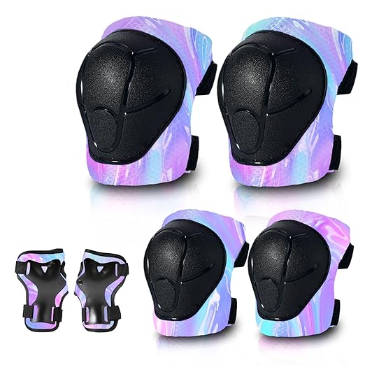 Faddish Color Kids Protective Gear Set Knee Pads for Kids 2-14 Years,Adjustable Kid/Toddler Knee Pads Elbow Pads Wrist Guards Set 3 in 1 for Skating Cycling Bike Rollerblading Inline Roller Scooter