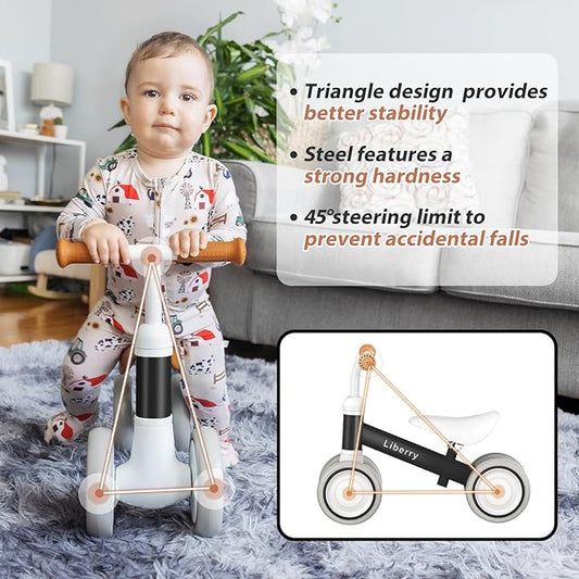 Liberry Baby Balance Bike with Adjustable Seat, Toddler First Ride-On Toy for 1-2 Year Old, Boys Birthday Gift