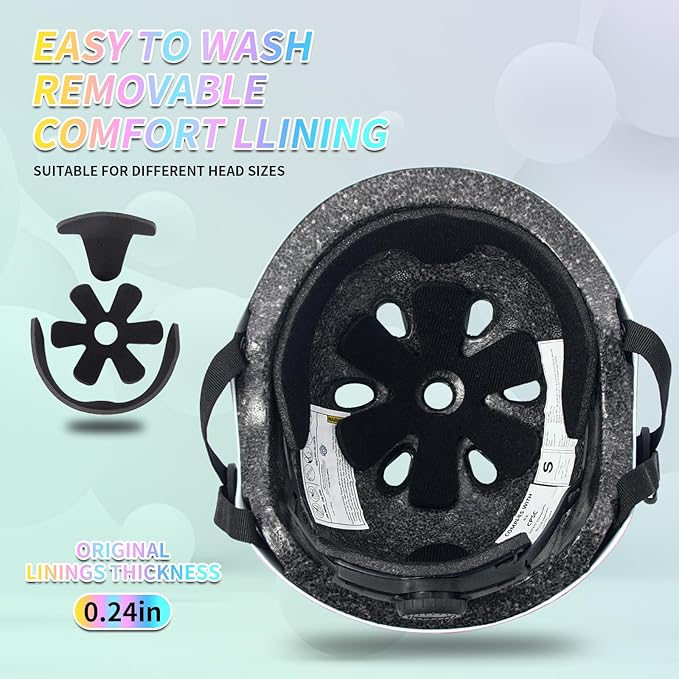 Adjustable Gradient Color Kids/Toddler Bike Helmet for 1-2-3-5-8-14 Years Boys Girls,Skateboard Helmet with Knee and Elbow Pads Wrist Guard Roller Skates,Cycling,Skating Scooter Longboard