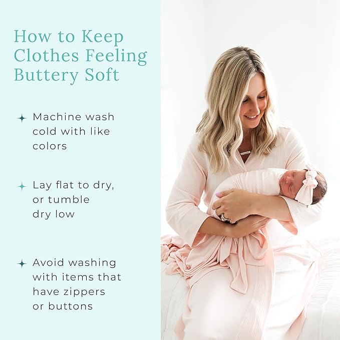 Posh Peanut Swaddle Blanket & Headband Set – Viscose from Bamboo Stretchy Baby Swaddle for Newborn Girls, Receiving Blanket or Nursing Cover (Sandy Blush)