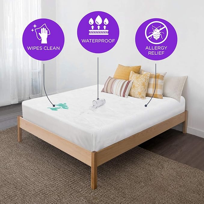 BLISSFORD Plastic Mattress Protector - Heavy Duty, Fitted Vinyl - Mattress Cover for Bedwetting Adult, Child or Pet, 100% Waterproof Fitted Sheet Style Cover - 36" x 75"