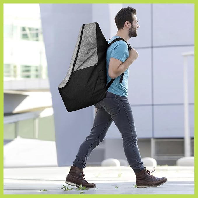 ZRRAJOY Padded Car Seat Travel Bag for Airplane, Heavy Duty Backpack for Air Travel, Water-Resistant Carrier with Shoulder Strap, Fits Most Car Seats (Grey+Black)