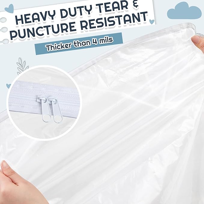 1 Pcs Crib Mattress Storage Bag with Zipper 4 Mil Clear Plastic Waterproof Crib Mattress Bag for Moving and Storage, 52. 5 x 28 x 6. 5 Inches