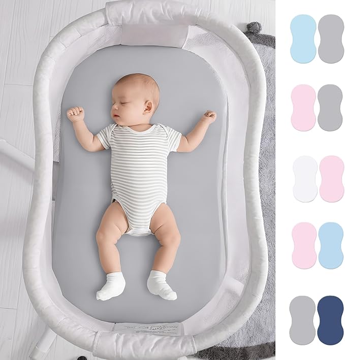 2Pcs Soft Breathable Crib Fitted Sheet Set for Bassinet Rotation Sleeper Newborns Baby Mattress Protectors Sleeves