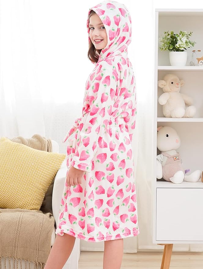 Doctor Unicorn Soft Hooded Rainbow Bathrobe Sleepwear for Girls