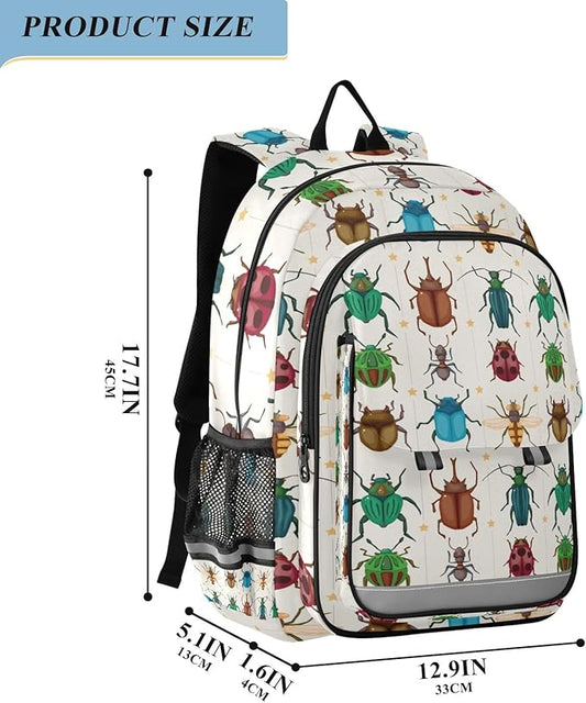 Jucciaco Cartoon Insect Bug School Backpack Laptop Travel Daypack for Kids Girls Boys, Personalized Computer Notebooks Bookbag with Adjustable Padded Straps